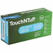 Touchntuff 92-675 Disposable Nitrile Gloves with Textured Fingertips, Nitrile, Powder-Free, XL (10), Blue, 100 Pack