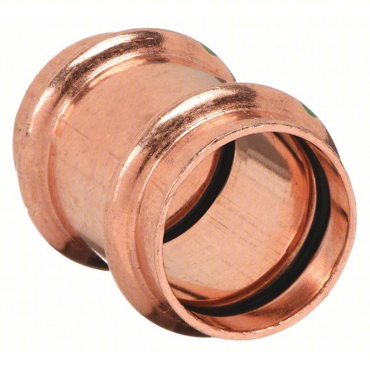 Viega 78172 Coupling No Stop Copper, Press-Fit x Press-Fit, 1/2 in x 1/2 in Copper Tube Size