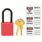 Master Lock 406RED Lockout Padlock Keyed Different, Thermoplastic, Std Body Body Size, Plastic, Red