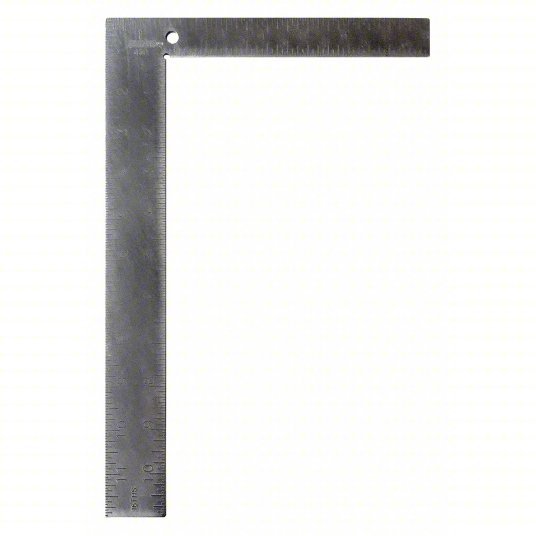 Johnson 430 Carpenter Square 8 in Base Lg, 8 in x 1 in, 12 in x 1 1/2 in, Clear, Powder, Steel