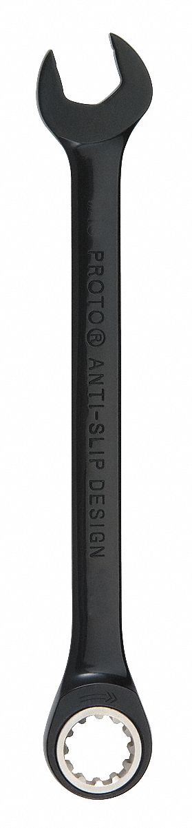 Proto JSCR16 Combination Wrench, Alloy Steel, Black Chrome, 1/2 in Head Size, 7 in Overall Lg, Offset, Hex