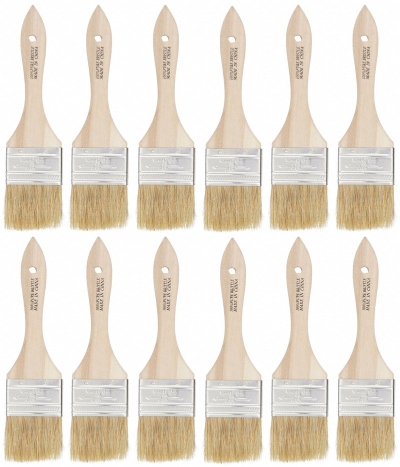 Approved Vendor 1TTX2 Paint Brush, Chip Brush, 2 in, Natural, China Hair, 24 PK