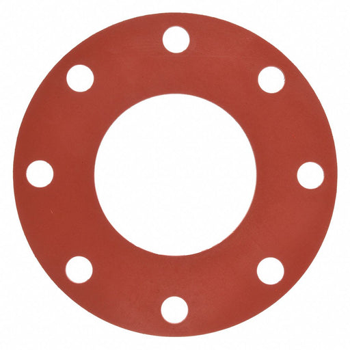 Approved Vendor 7124FF-0150-125-0400 Full Face Flange Gasket, Class 150, SBR, For 4 in Pipe, 1/8 in Thick, Red, 4 1/2 in Inside Dia