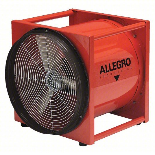 Allegro 9516 Confined Space Fan 115/230 V AC, 16 in Duct Dia, 2 hp Horsepower, Orange, 21 A Current