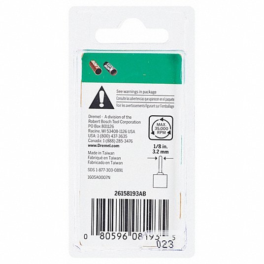 Dremel 8193 Abrasive Point Cylinder, 5/8 in Head Wd, 1 Pieces, Metal/Stainless Steel, Aluminum Oxide