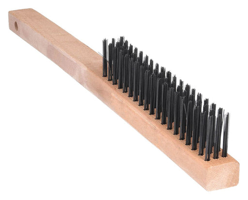 Grainger 1VAG6 Scratch Brush, Straight Handle, Carbon Steel, Wood, 6 1/4 in Brush Lg, 14 in Handle Lg