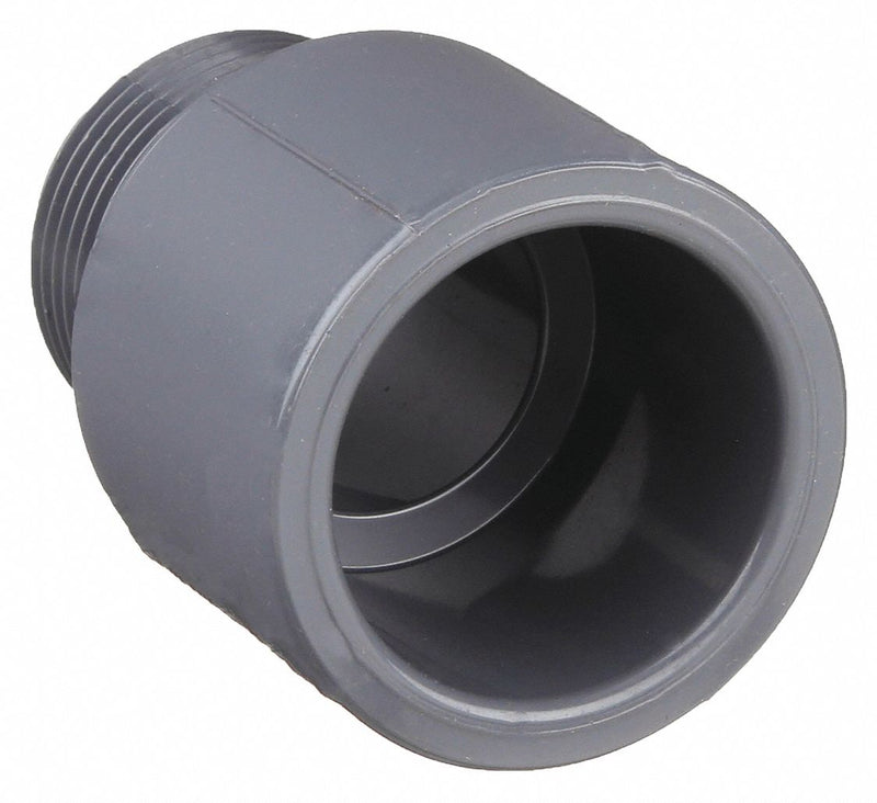 Approved Vendor 836-005 PVC Schedule 80 Pipe Adapter, 1/2 in Socket x 1/2 in MNPT, Gray