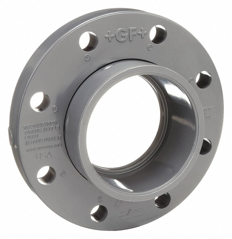 Approved Vendor 854-040 Van Stone Flange, Schedule 80, PVC, 4 in Size, Socket, Female, Gray, 150 psi Max Op Pressure, Flange
