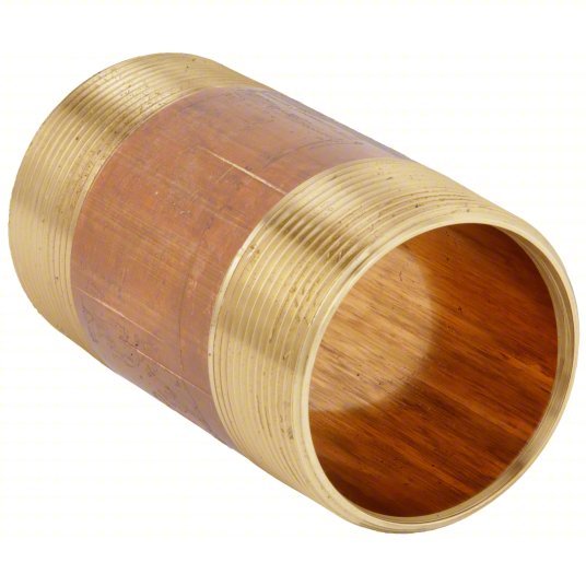 Redwood 595-050GR Nipple Red Brass, 4 in Pipe Size, 5 in Overall Lg, Threaded, Sch 40 PK6