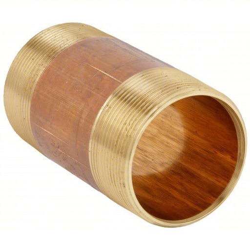 Redwood 595-050GR Nipple Red Brass, 4 in Pipe Size, 5 in Overall Lg, Threaded, Sch 40 PK6