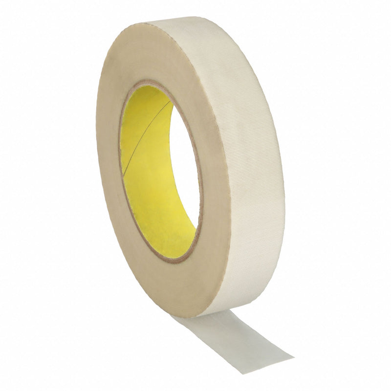 3M 361 Cloth Tape, 1 in Wd, 60 yd Lg, 6.4 mil Thick, White, Fiberglass Cloth, Silicone, Single-Sided