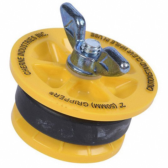Cherne 270229 Pipe Plug Wing Nut, End of Pipe, For 2 in Pipe, Natural Rubber Plug