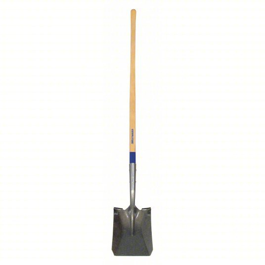 Redwood RW1WG32 Square Point Shovel: Steel Blade, 14 ga, Straight Handle Type, Wood Handle, 48 in Handle Lg