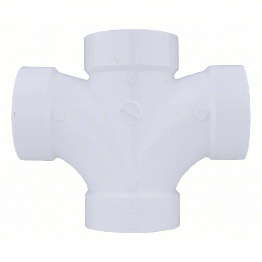 Redwood 1WJR9 Double Sanitary Tee Sch 40, 2 in x 2 in x 2 in x 2 in Fitting Pipe Size, White