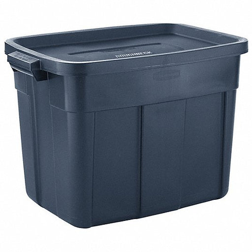 Rubbermaid RMRT180000 Storage Tote 18 gal, 23 7/8 in x 16 3/8 in x 17 1/2 in, Dark Blue/Metallic Body, Blue