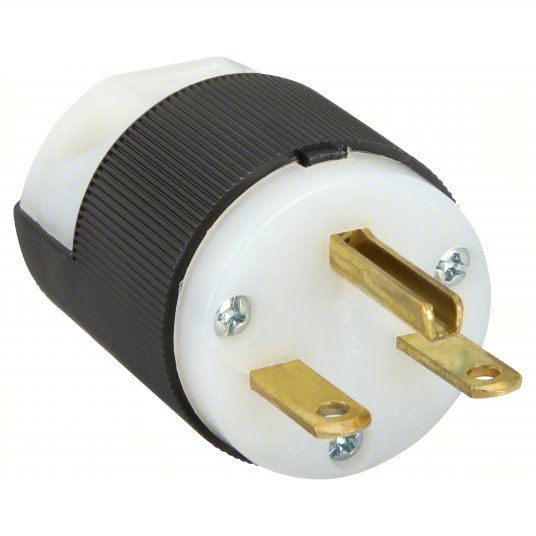 Hubbell HBL5666C Straight Blade Plug 6-15P, 15 A, 250V AC, Black/White, 2 Poles