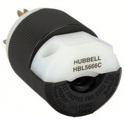 Hubbell HBL5666C Straight Blade Plug 6-15P, 15 A, 250V AC, Black/White, 2 Poles