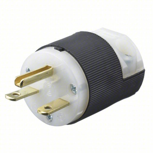Hubbell HBL5666C Straight Blade Plug 6-15P, 15 A, 250V AC, Black/White, 2 Poles