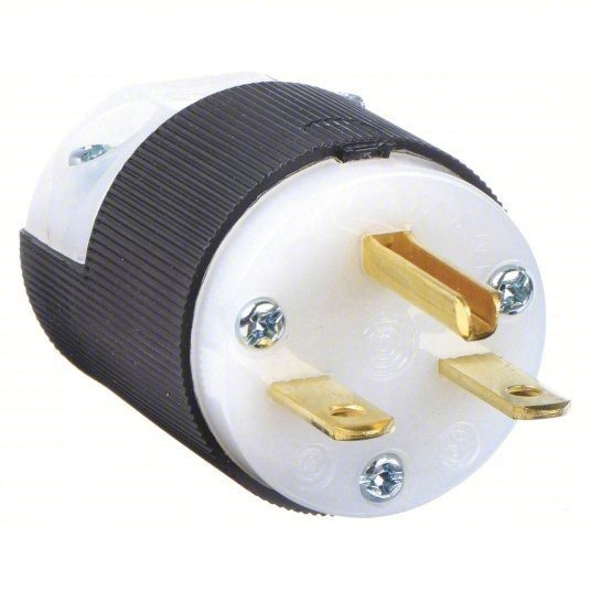 Hubbell HBL5666C Straight Blade Plug 6-15P, 15 A, 250V AC, Black/White, 2 Poles