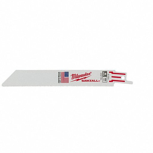 Milwaukee 48-00-5184 Reciprocating Saw Blade: 18 Teeth per Inch, 6 in Blade Lg, 3/4 in Ht, Straight Back, 5 PK