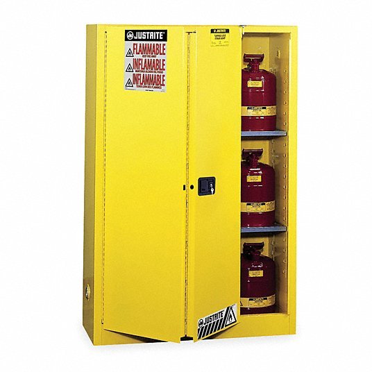 Justrite 896080 Sure-Grip EX Flammable Safety Cabinet, 60 Gal., Yellow
