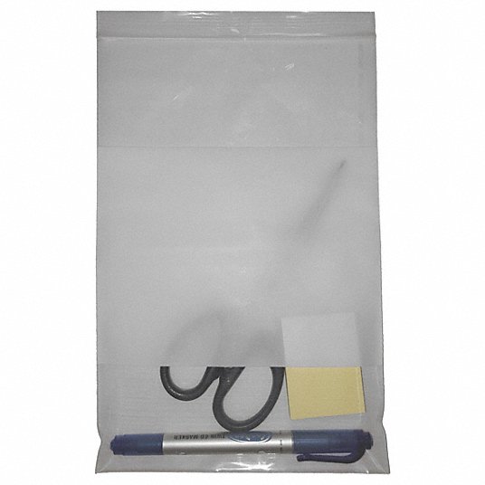 Redwood RW5ZW45 Reclosable Bag 4 mil Thick, 6 in Wd, 9 in Lg, Hang Hole Not Included, 100 PK