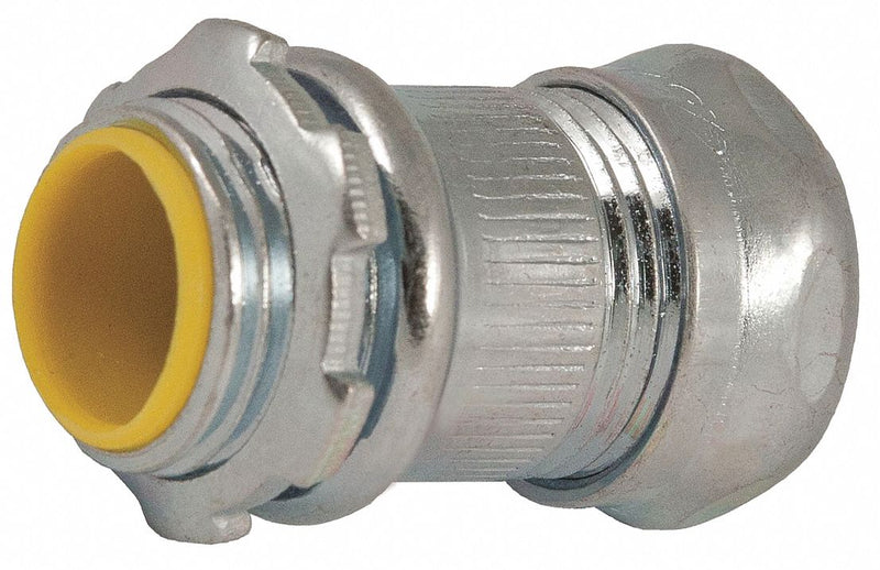 Raco 2962 Compression Connector, Steel, 3 in Trade Size, 4 3/8 in Overall Lg, Insulated, Gray/Yellow
