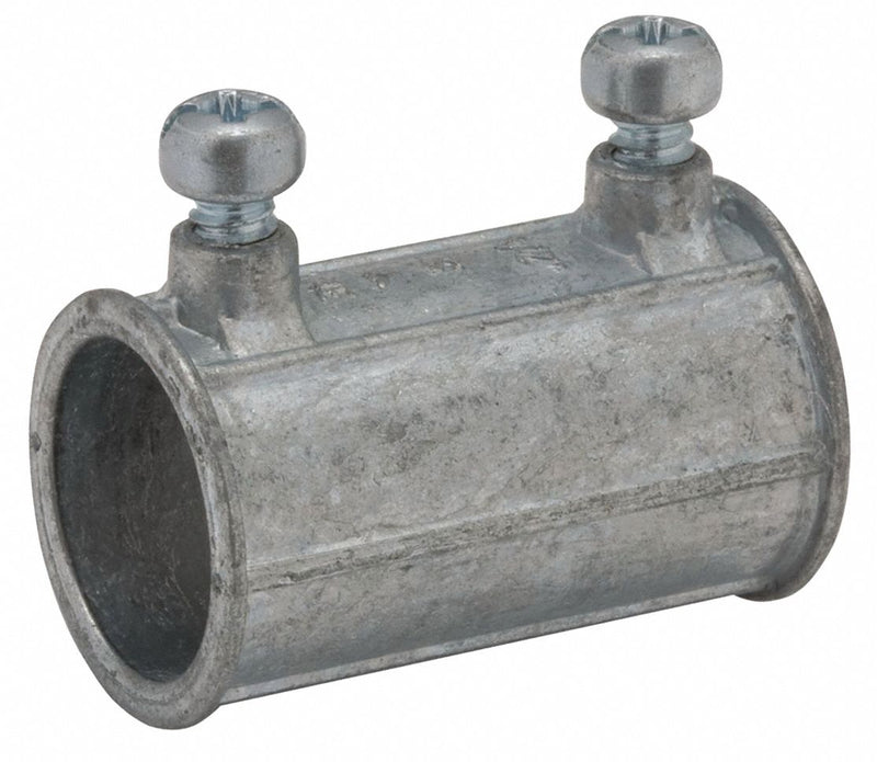 Raco 2672 Set Screw Conduit Coupling, Zinc, 3 in Trade Size, 4 15/32 in Overall Lg, Gray