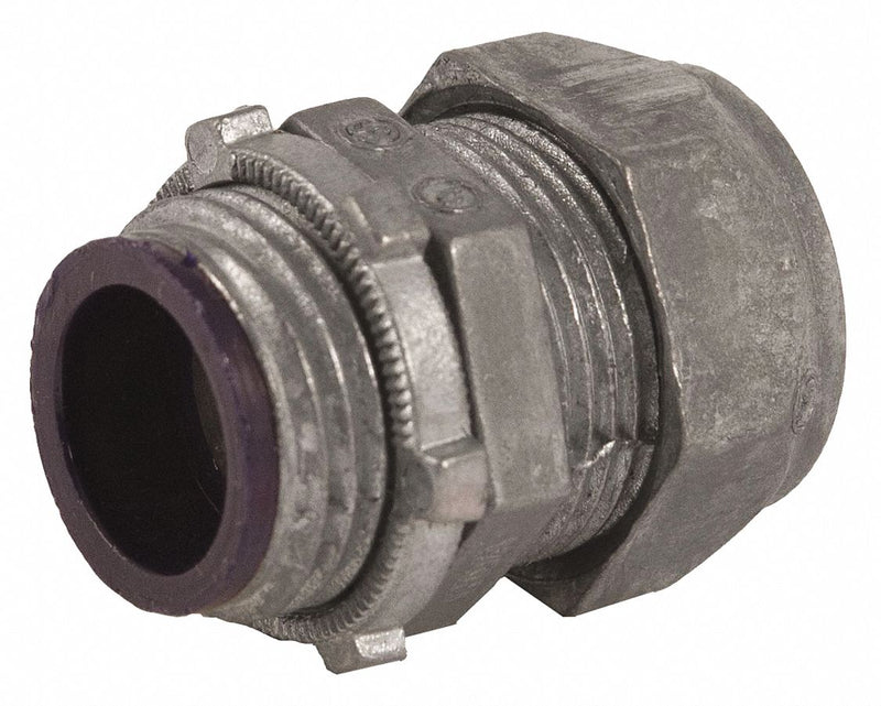 Raco 2834 Compression Conduit Connector, Zinc, 1 in Trade Size, 1 1/2 in Overall Lg, Insulated, Gray