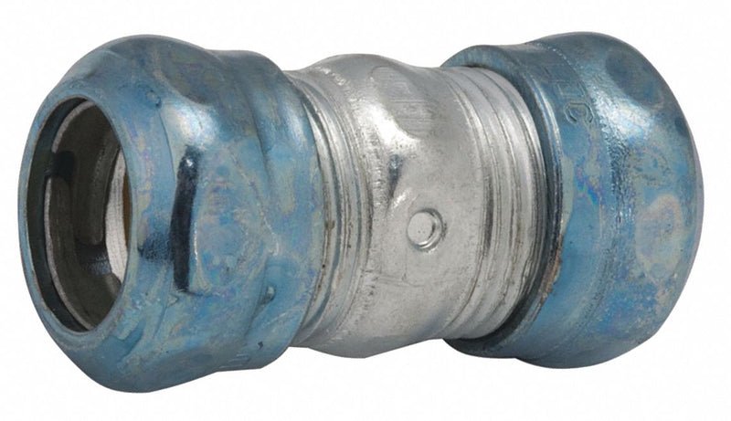 Raco 2956RT Compression Conduit Coupling, Steel, 4 in Trade Size, 5 27/32 in Overall Lg, Gray, Rain Tight