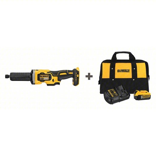 Dewalt DCG426B/ DCB205CK Cordless Die Grinder Kit 25,000 RPM Max. Speed, Paddle, 1/4 in Collet Size, Brushless Motor, 20V DC