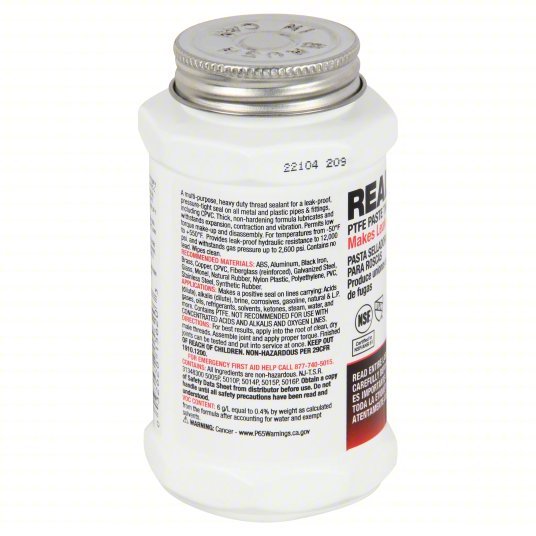 Hercules 15620 Pipe Thread Sealant Real Tuff, 9.6 fl oz, Brush-Top Can, White