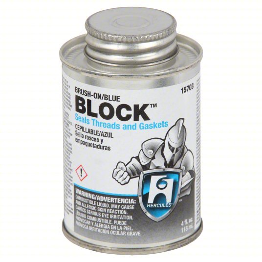 Hercules 15703 Pipe Thread Sealant Brush-On Blue Block, 4 fl oz, Brush-Top Can, Blue