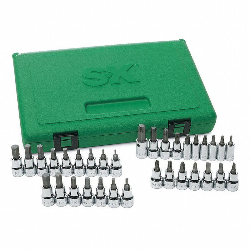 SK Professional Tools 89039 1/4", 3/8" Drive Socket Set Bit, SAE, Metric, 13 pcs