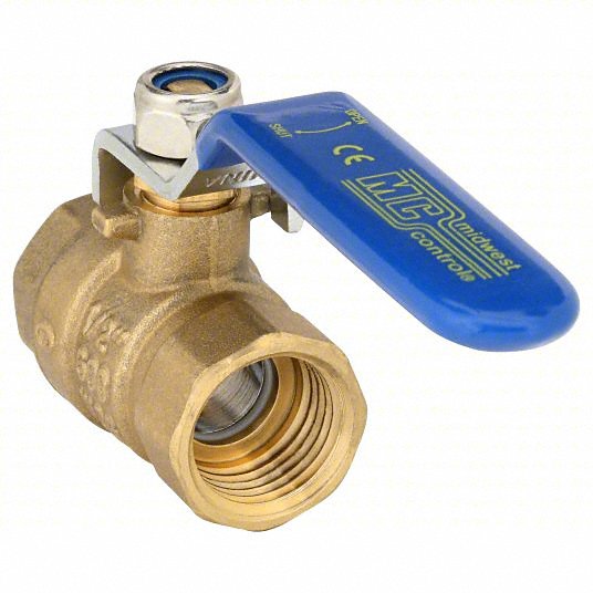 Midwest Control G-F600-100 Manual Two-Way Ball Valve 1 in, Brass, Straight, FNPT x FNPT, Full Port Ball Port 600 PSI CWP, 150 PSI WSP