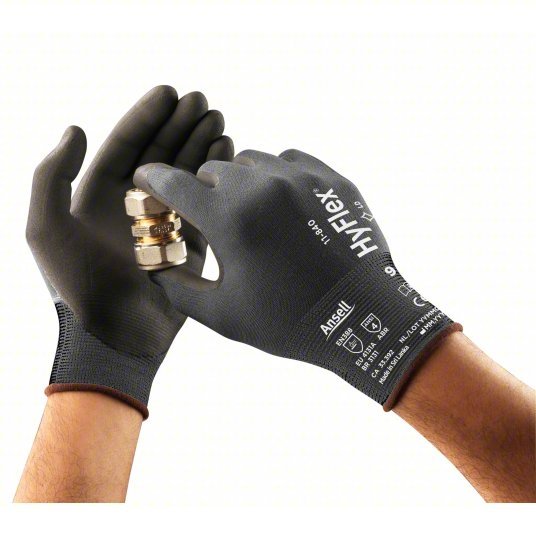 Hyflex 11-840 Coated Gloves 2XL (11), Rough, Foam Nitrile, Palm, Dipped, ANSI Abrasion Level 4, 1 PR