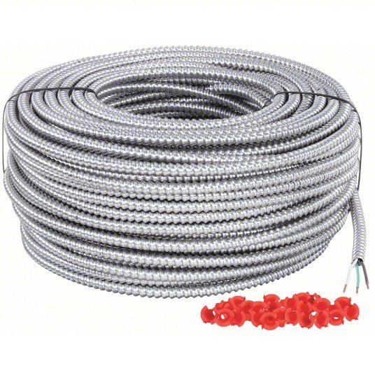 Southwire 68580001 Metal Clad Armored Cable 12 AWG Wire Size, 2 with Insulated CU Ground Conductors, MC