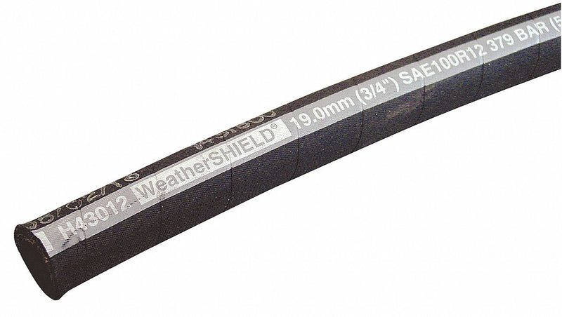 Weatherhead H43016-50 WeatherShield Hydraulic Bulk Hose, 1 in ID x 1-1/2 in OD, 50 ft, 5,100 psi, Synthetic Rubber, Black, 4-Spiral Wire
