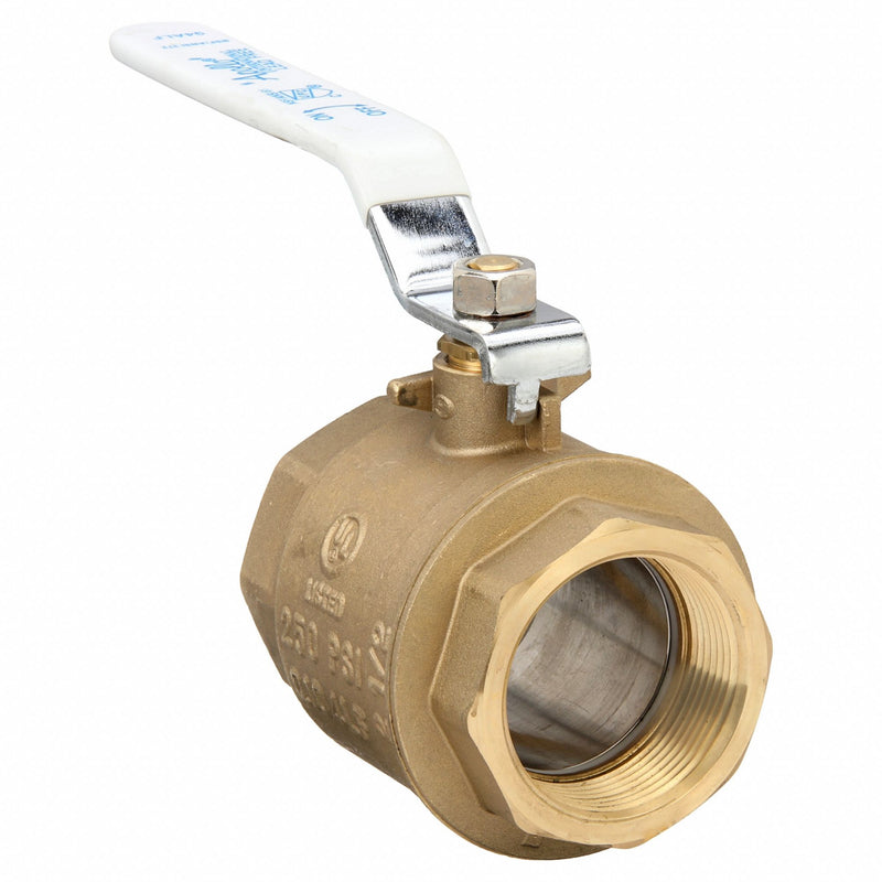 Apollo 94ALF-109-01A Manual Two-Way Ball Valve, 2 1/2 in, Brass, Straight, FNPT x FNPT, Full Port Ball Port