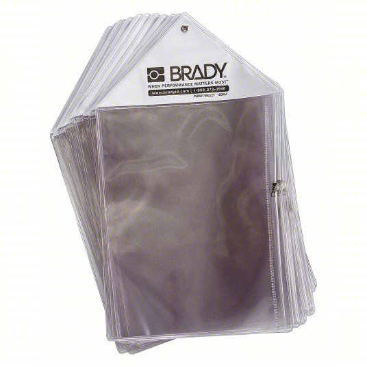 Brady PW-PW A4 1 Job Ticket Holder Plastic, Grommet, 10 1/2 in Ht, 18 1/2 in Wd, Clear/White