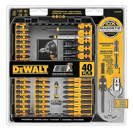 Dewalt DWA2T40IR Screwdriver Bit Set Screwdriver Bit Set, 40 No. of Pieces, 1/4 in Hex Shank Size, Steel