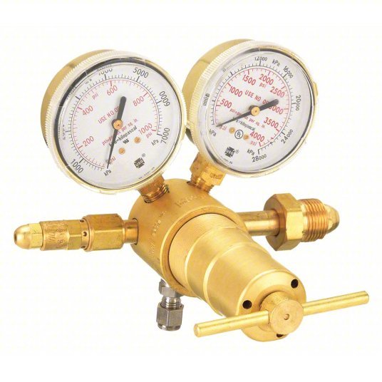 Victor 0781-1408 Gas Regulator Single Stage, CGA 580 Inlet, 1/4" Swagelok Outlet, 750 psig, Brass Diaphragm