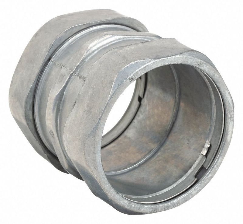 Raco 2870 Compression Conduit Coupling, Zinc, 2 1/2 in Trade Size, 3 9/16 in Overall Lg, Gray
