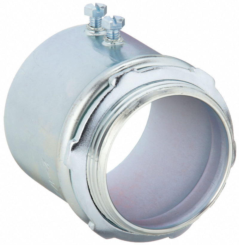 Raco 2142 Set Screw Conduit Connector, Steel, 3 in Trade Size, 3 17/32 in Overall Lg, Non-Insulated, Gray