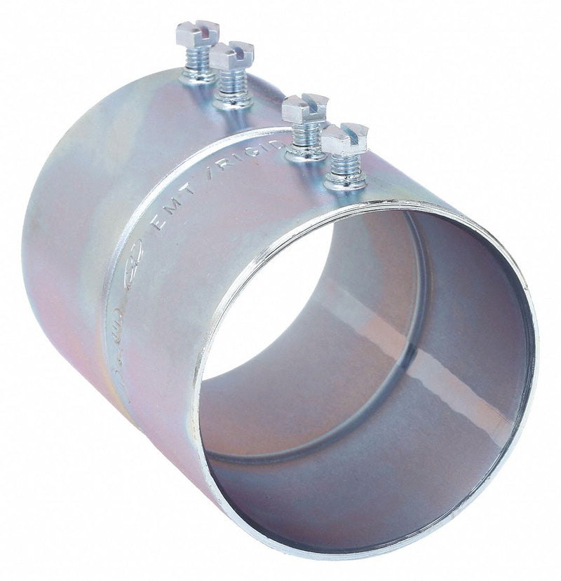 Raco 2150 Set Screw Conduit Coupling, Steel, 2 1/2 in Trade Size, 4 in Overall Lg, Gray