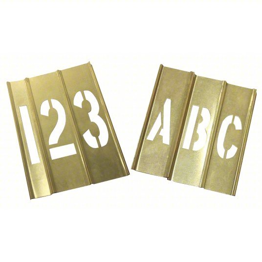 Redwood RW20Y503 Stencil Kit 0 to 9/A to Z/Punctuation, 1 1/2 in Character Ht, Brass, Interlocking