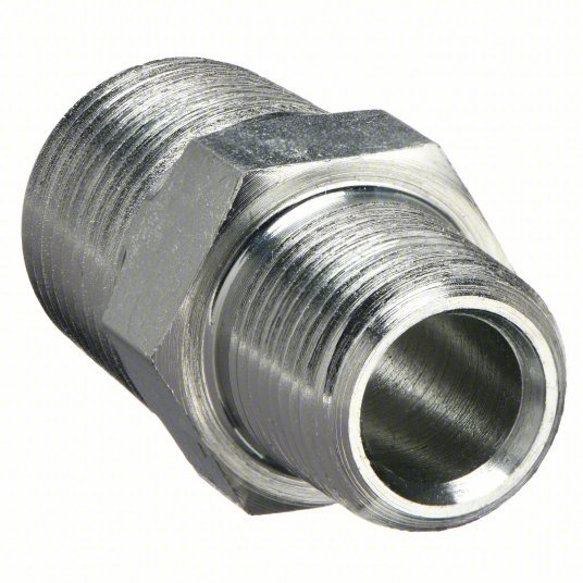 Parker 8-6 MHN-S Hex Nipple Carbon Steel, 1/2 in x 3/8 in Fitting Pipe Size, Male NPT x Male NPT, 1 11/16 in Lg