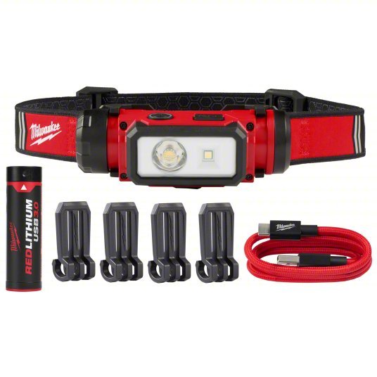 Milwaukee 2163-21 Hard Hat Headlamp 600 lm Max Brightness, 20 hr Max Run, 120 m Max Distance