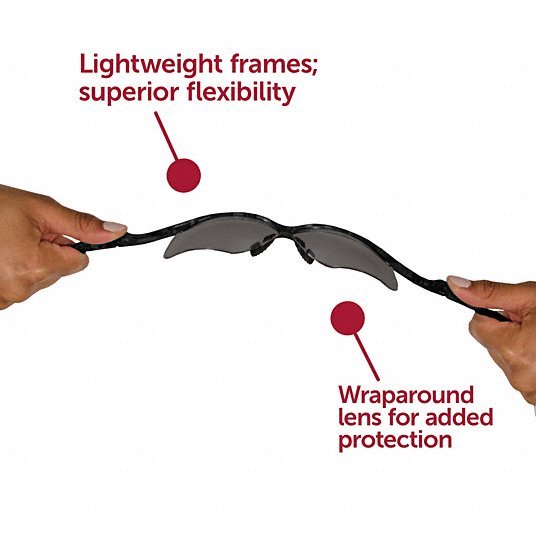 Kleenguard 25688 V30 Nemesis Safety Glasses, Mirror Coating, Scratch-Resistant, Black Half Frame, Smoke Lens