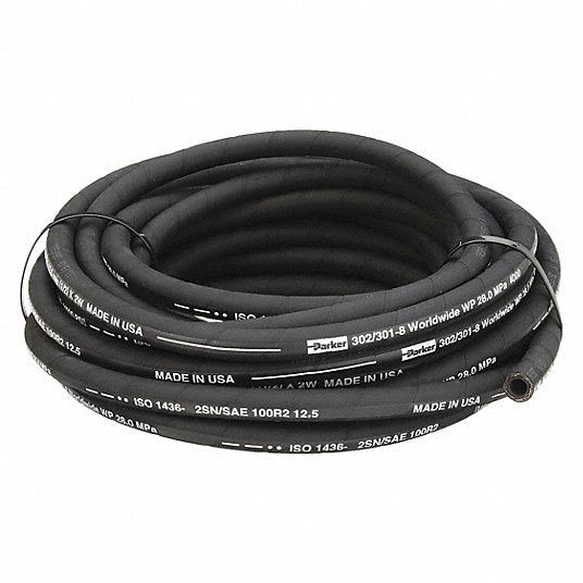 Parker 302-6-BX Hydraulic Hose 4,750 psi, 3/8 in Hose Inside Dia., 3/4 in Hose Outside Dia., 50 ft Hose Lg, Black